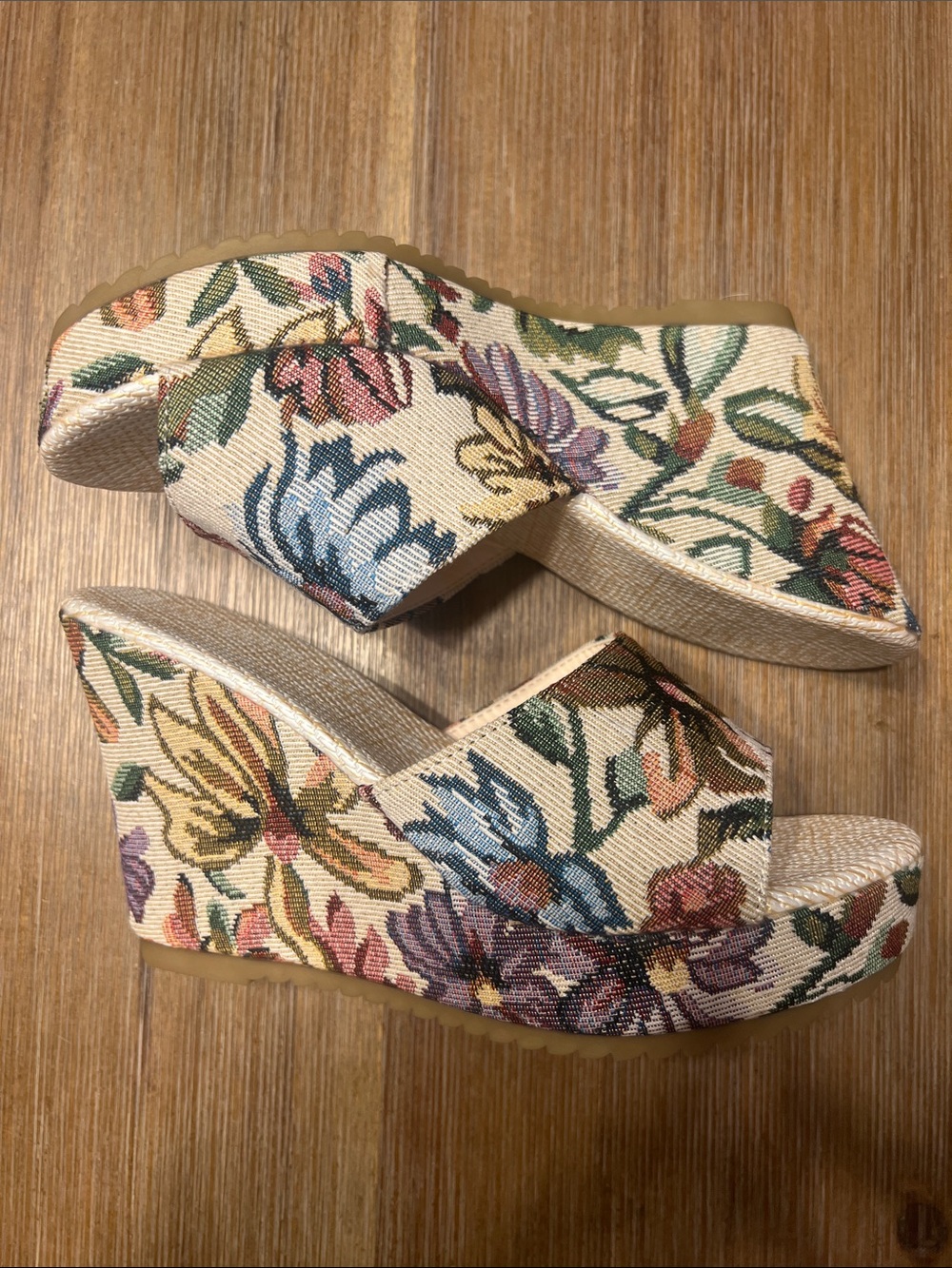 Shein Floral Woven Platform Wedge Sandals
